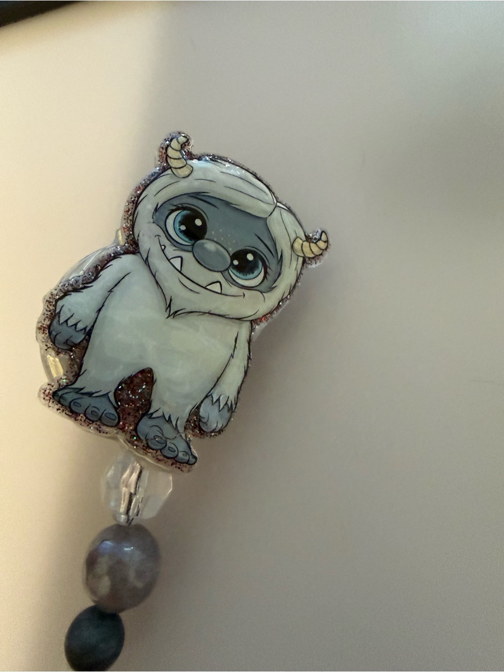 Cute‎ White Yeti Charm Beaded badge reel